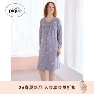 gelato pique26春夏新品孕妇睡裙动物满印长袖连衣裙PPCO264423