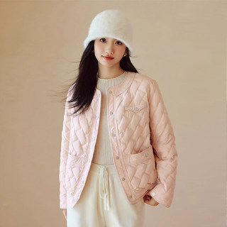 轻薄羽绒服女2025秋冬新款格子小个子气质小香风短款圆领保暖外套