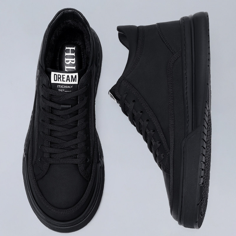 棉鞋男春季2026年新款牛皮透气百搭休闲男士真皮厚底运动板鞋子男