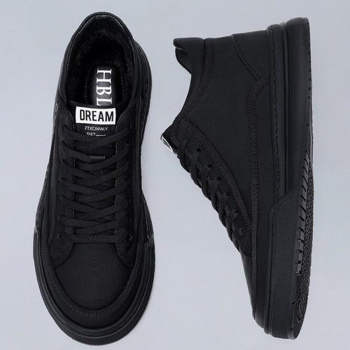 潮流百搭男士真皮运动板鞋子男