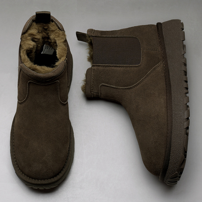 雪地靴男冬季加绒保暖东北防寒皮毛一体加厚底防滑男士羊毛棉鞋子