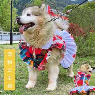宠物狗衣服泰迪金毛萨摩耶拉布拉多阿拉斯加中大型犬大狗公主裙夏