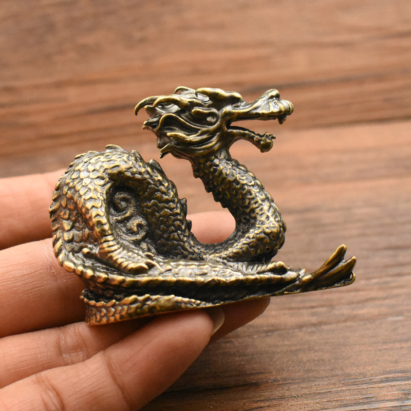 铜龙摆件十二生肖龙吉祥物摆设家居玄关工艺品镇纸店铺桌面装饰品