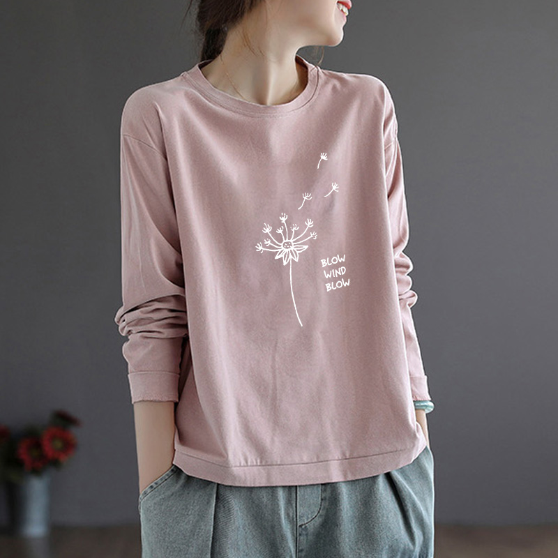 打底衫女春秋洋气纯棉长袖T恤2024年新款时尚宽松百搭圆领上衣潮,女装/女士精品,T恤,淘宝优惠券,粉丝福利购,淘宝优惠卷