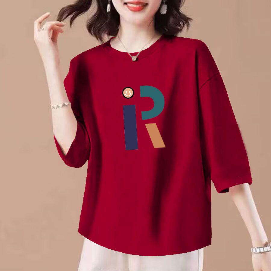 纯棉七分袖T恤春夏女大码上衣