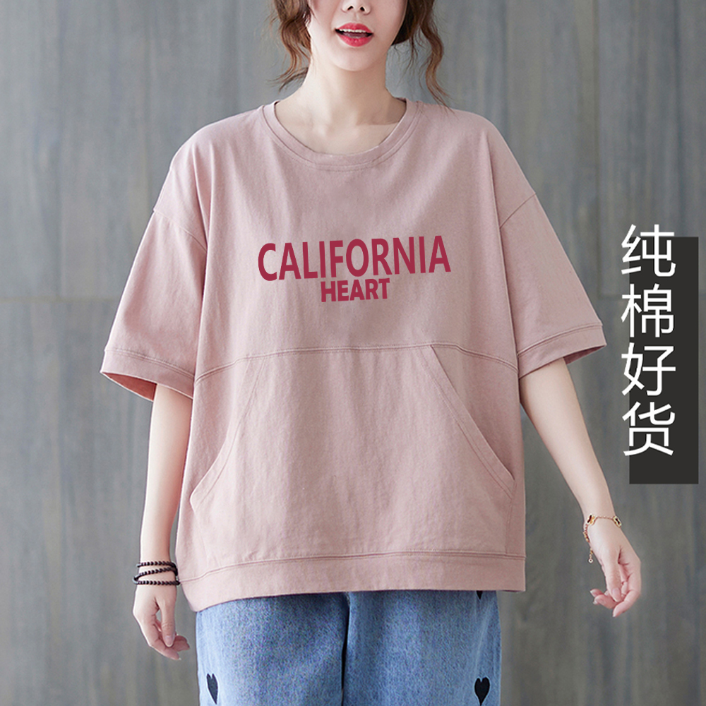 短袖韩版口袋纯棉女设计感T恤