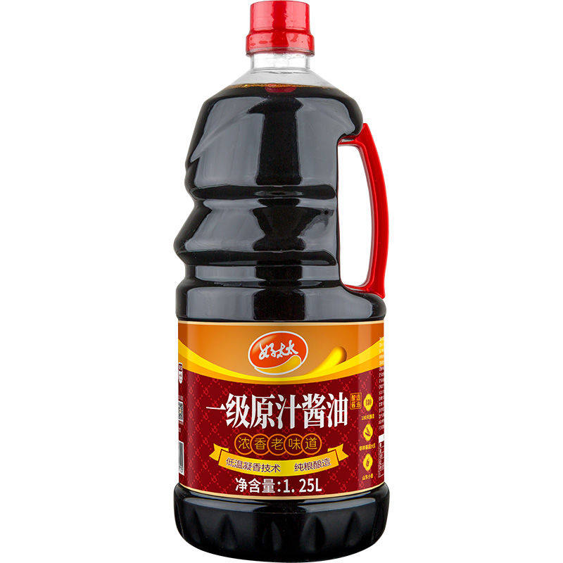 好太太一级原汁酱油1.25l/瓶 卤炖调馅佐餐炒菜头道鲜香黄豆酿造