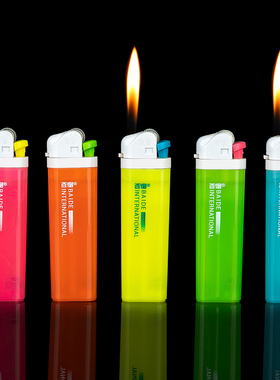 10支百得BAIDE糖果色滑轮式打火机老款搓轮火石充气一次性打火机