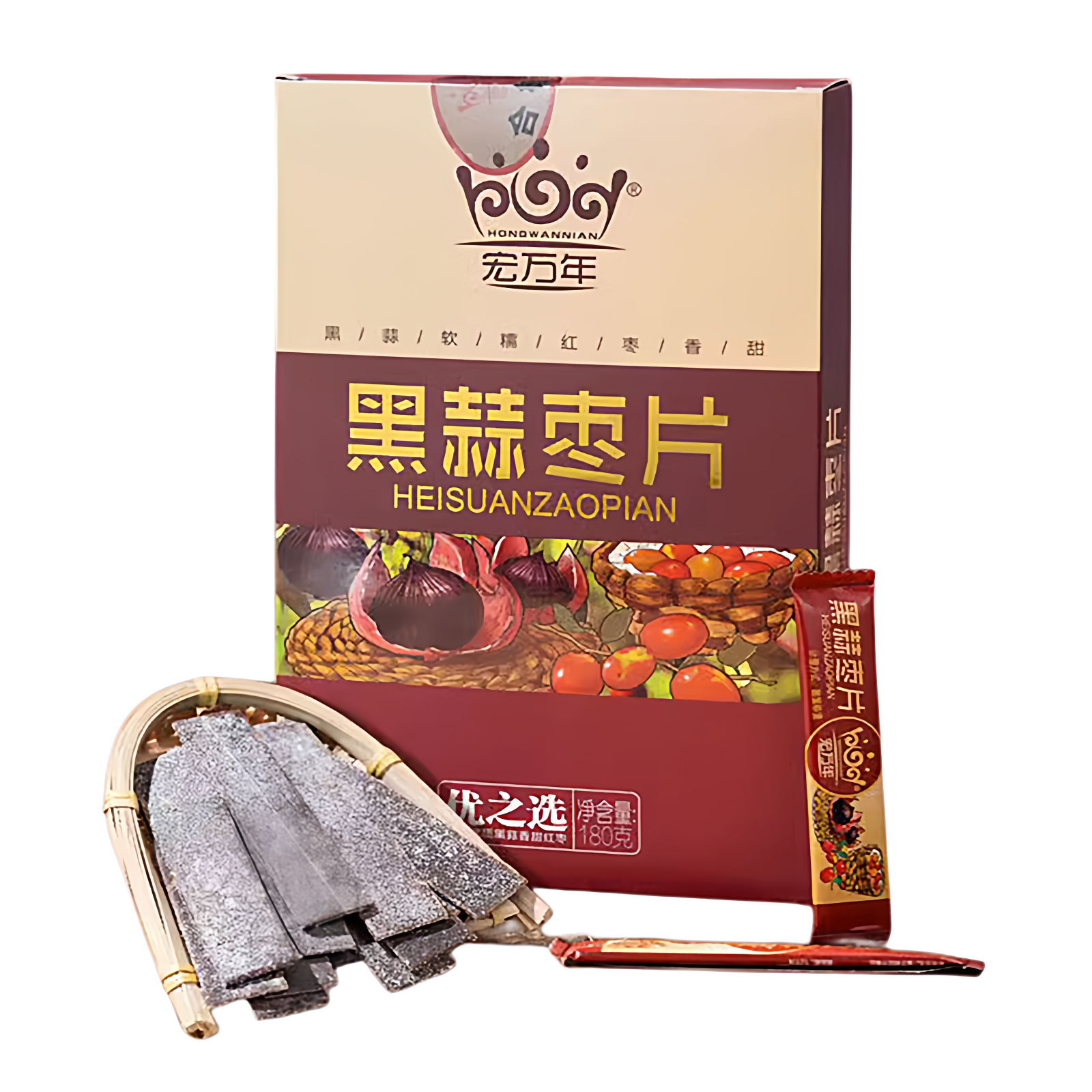 宏万年黑蒜红枣片 山东金乡特产 休闲零食 高端礼盒 随手礼品包邮
