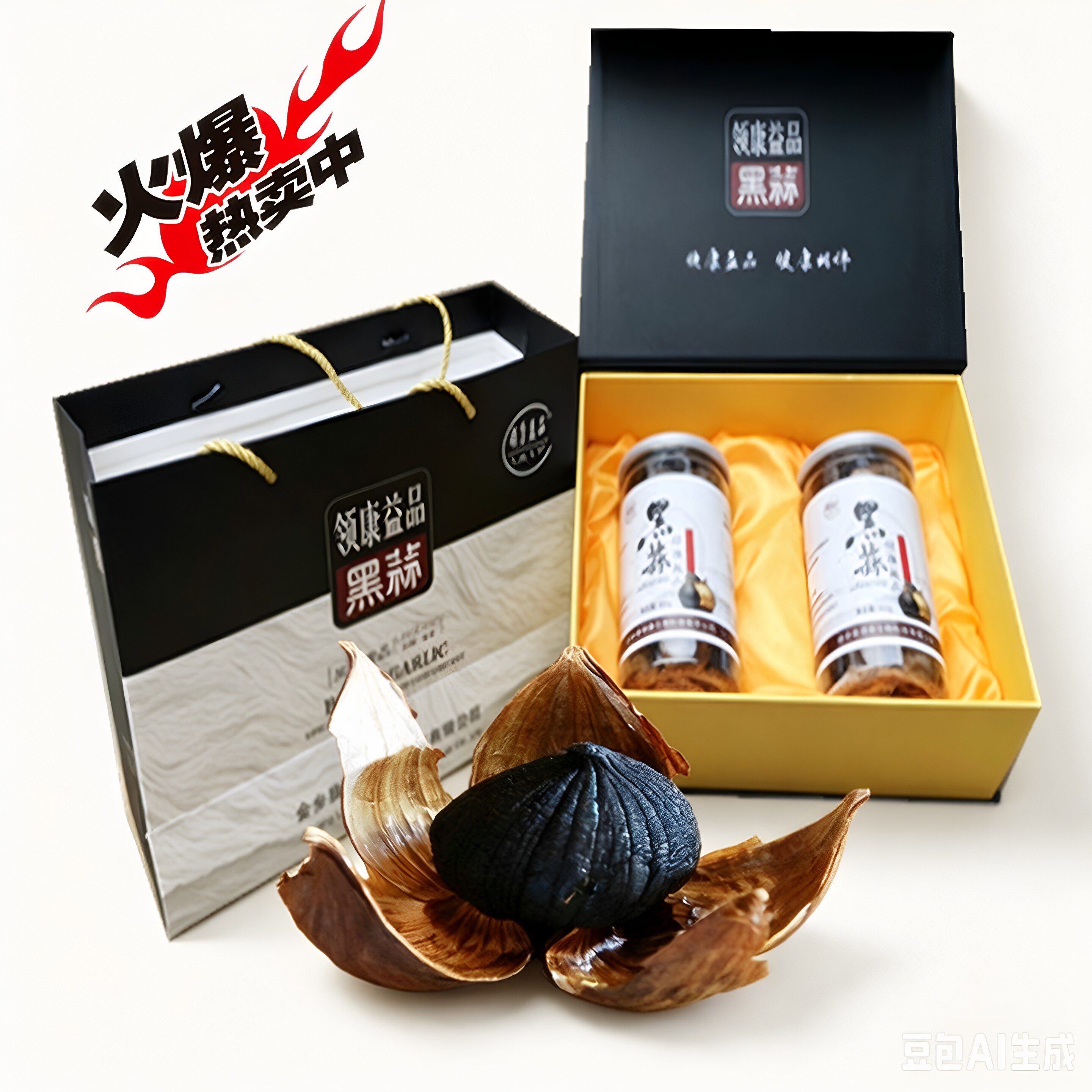 黑蒜金乡独头多天发酵精品黑大蒜头山东特产零食 500克礼盒装包邮