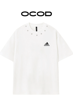 Adidas阿迪达斯荒芜短袖T恤男女夏季宽松圆领星星装饰运动上衣
