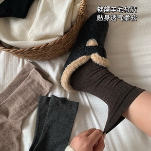 袜子女士冬季保暖袜款2026新款爆款加厚秋咖色中筒袜堆堆长袜羊毛