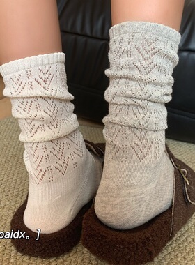 白色堆堆袜子女款秋冬季纯棉纱线中筒袜2026新款爆款显瘦韩系长袜