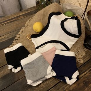 运动莫代尔撞色内裤 夏季 薄款 女士无痕透气女生低腰可爱少女三角裤