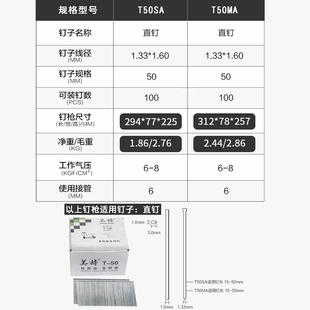 美特气钉枪t50直钉枪 气动不卡钉f50装修射钉枪排钉枪木工打钉枪