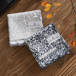 日本品牌手帕女士皇家哥本哈根复古风格高纱支薄款纯棉手绢方巾