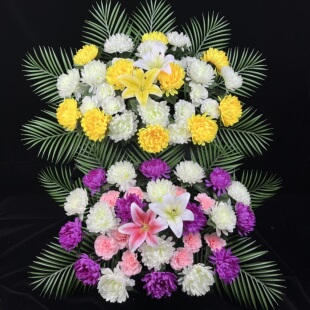 祭祀花篮插花半成品菊花束单支假花百合康乃馨花朵围棺花花圈配件