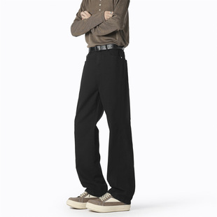 今年流行特惠2026春季微喇黑灰色牛仔裤男款美式直筒长裤男生弯刀