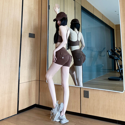 新款女裸感三分裤性感瑜伽裤