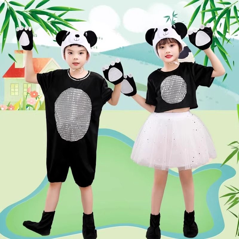 儿童演出服新款六一大熊猫动物服幼儿园造型舞蹈服小熊熊猫表演服图片