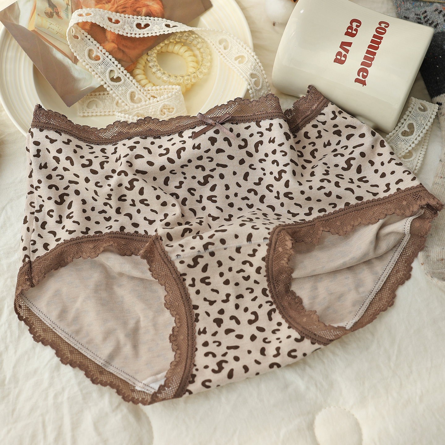 豹纹2025秋冬羊绒感磨毛性感内裤