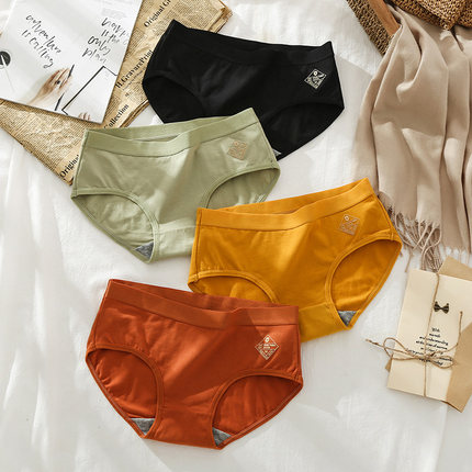 4条装A类棉内裤女纯棉透气7A抑菌中腰无痕少女士日系薄款三角裤头