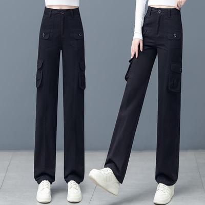 直筒工装裤女款2025新款春秋休闲裤宽松显瘦郑州女裤酷飒风阔腿裤