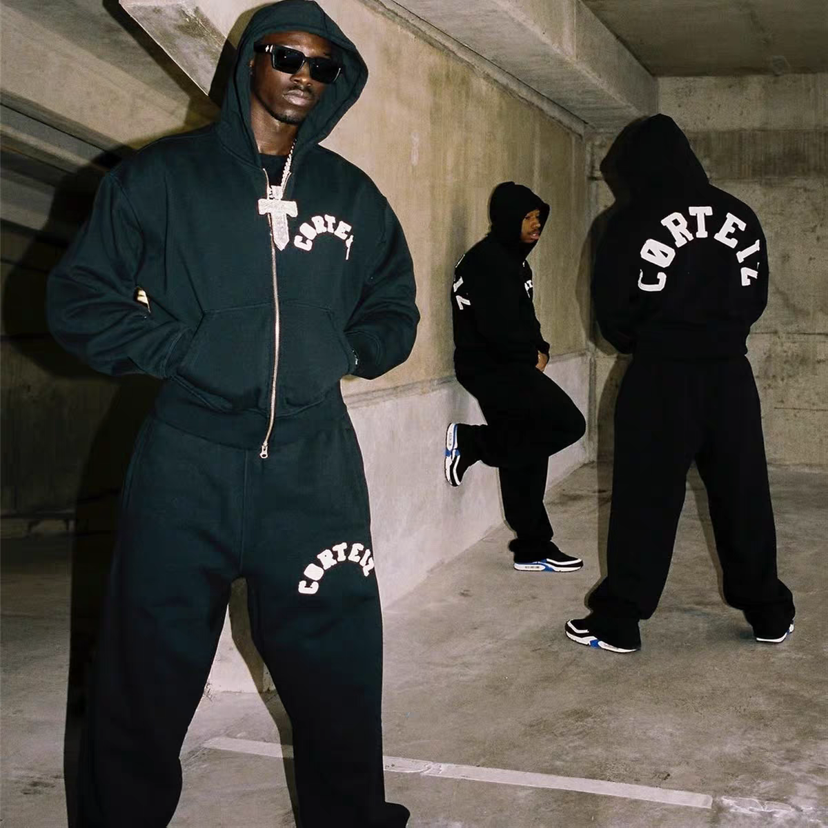 Corteiz美式街头嘻哈字母毛巾绣拉链开衫连帽卫衣男女卫裤套装,男装,时尚套装,淘宝优惠券,粉丝福利购,淘宝优惠卷