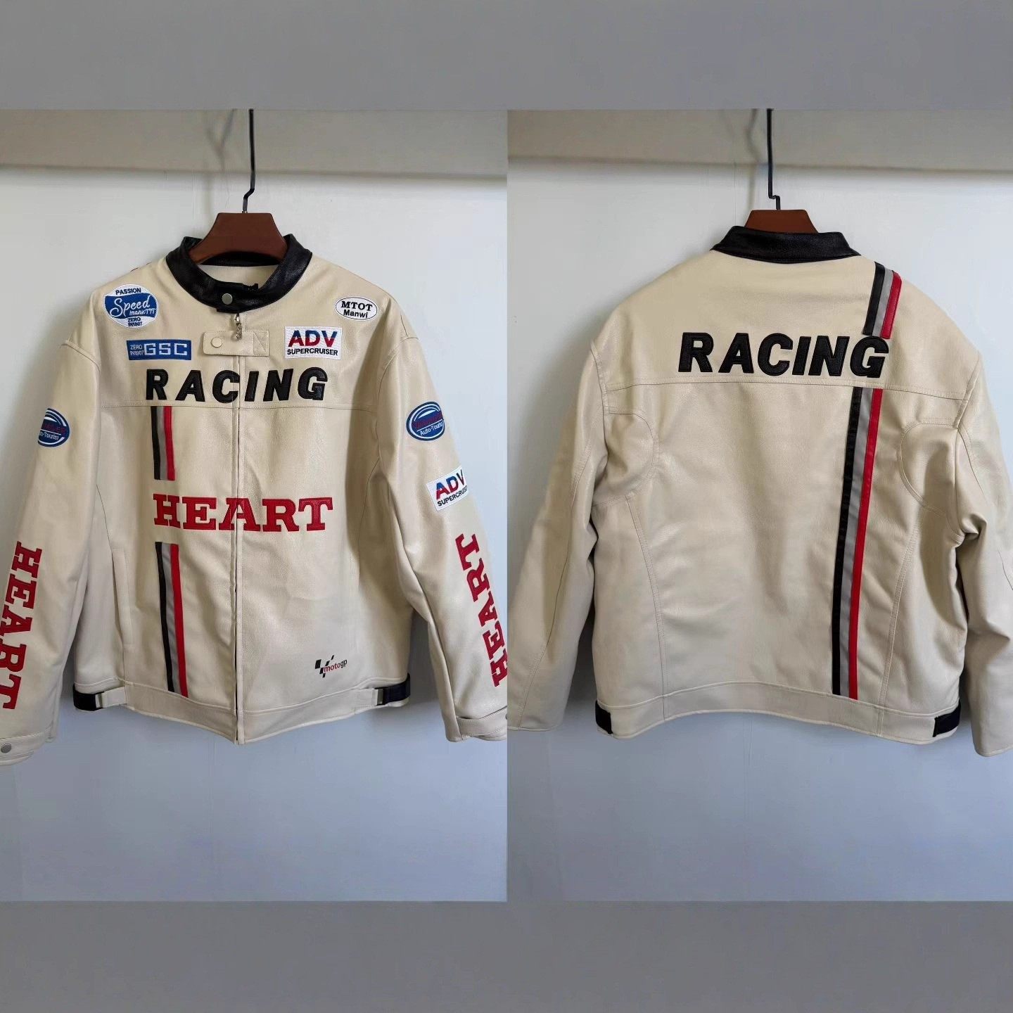 【现货】Vintage古着赛车服RACING俱乐部重工pu皮质夹克外套