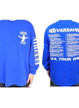 Nirvana乐队Nevermind特别巡演复古单缝海报限定280g重磅蓝色长袖
