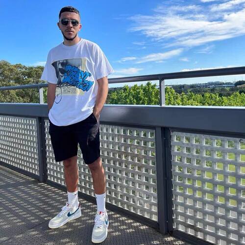 Fragment X Travis Scott联名藤原浩发泡闪电字母潮牌宽松短袖t恤
