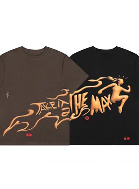 Travis Scott Cactus Jack 2 The Max 合作款火柴人涂鸦短袖T恤潮