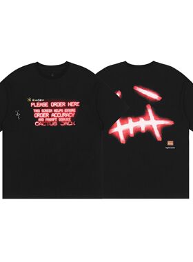 McDonalds Travis Scott联名 ts麦当劳霓虹灯字母男女休闲短袖T恤