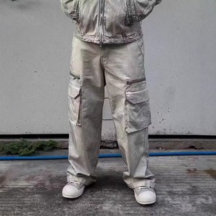 汪苏泷同款 26SS 炮弹拉链口袋水洗做旧褪色直筒 Perception False