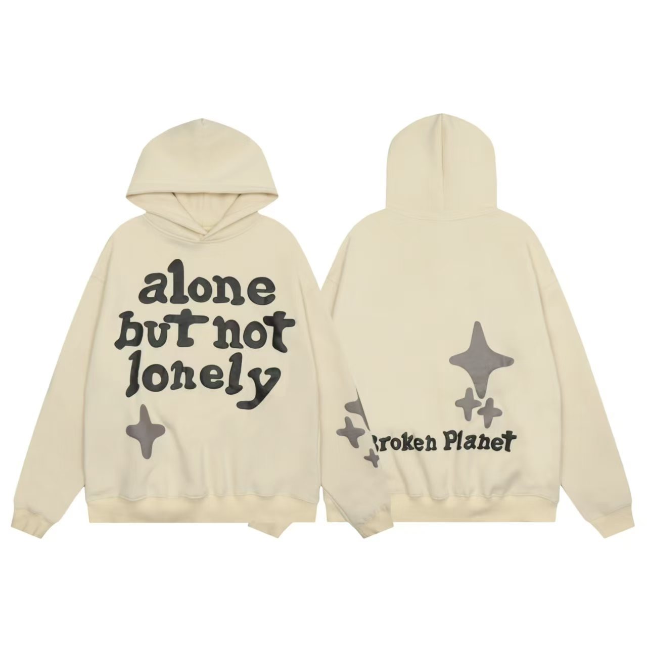 美式broken planet 破碎星球沙漠之夜发泡印花宽松男女卫衣帽衫