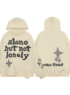 美式broken planet 破碎星球沙漠之夜发泡印花宽松男女卫衣帽衫