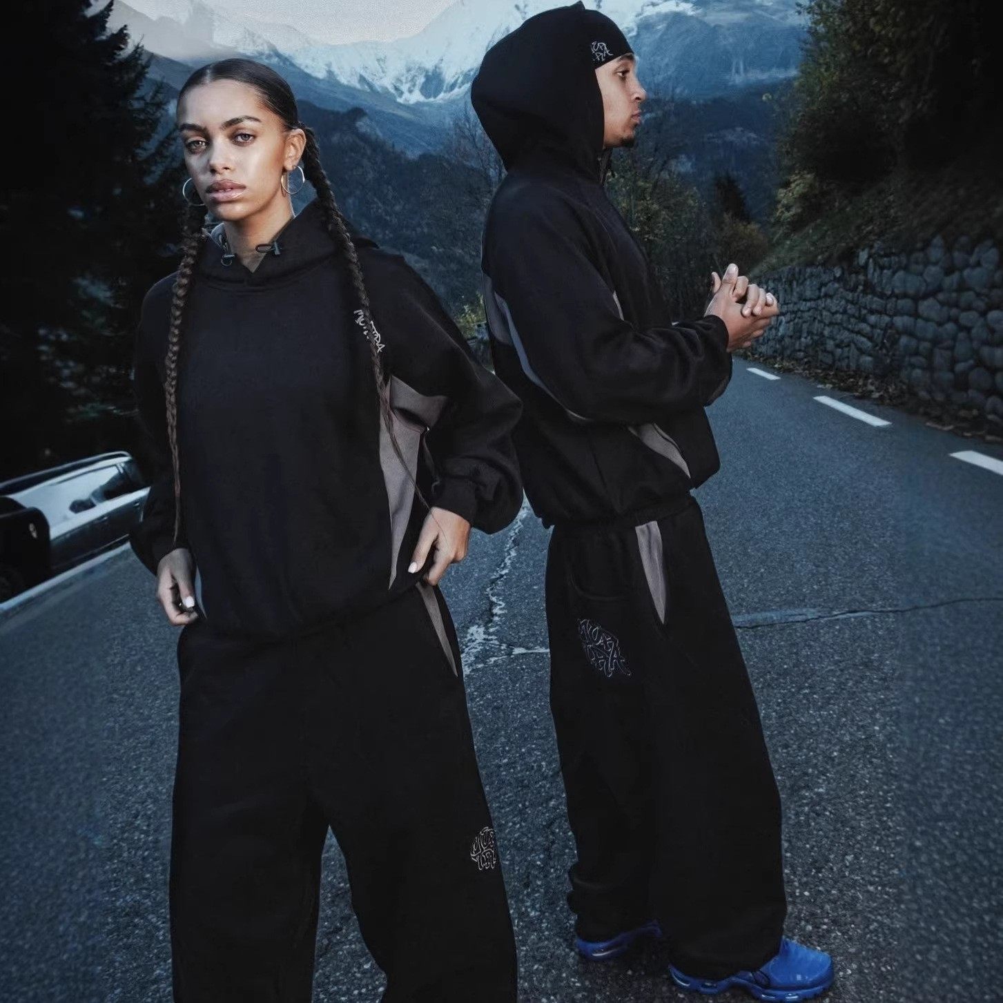 Mertra双色拼接刺绣男女连帽套头帽衫直筒休闲长裤潮加绒休闲套装,男装,时尚套装,淘宝优惠券,粉丝福利购,淘宝优惠卷