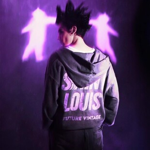 SSSAINT LOUIS 泼墨logo长袖拉链帽衫卫衣 洗水灰 洗水棕 男女潮