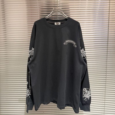 Askyurself V11 腰果花裂纹卷轴裂印印花水洗做旧长袖T恤男女