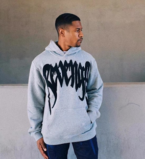 Revenge 美式宽松卫衣手抓绒黑色毛巾绣LOGO 帽衫男女