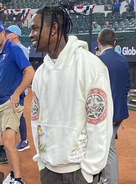 Travis Scott cactus jack Utopia tour 周边ts上身同款杏色卫衣