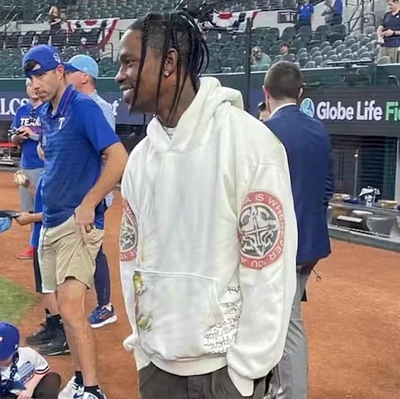 Travis Scott cactus jack Utopia tour 周边ts上身同款杏色卫衣