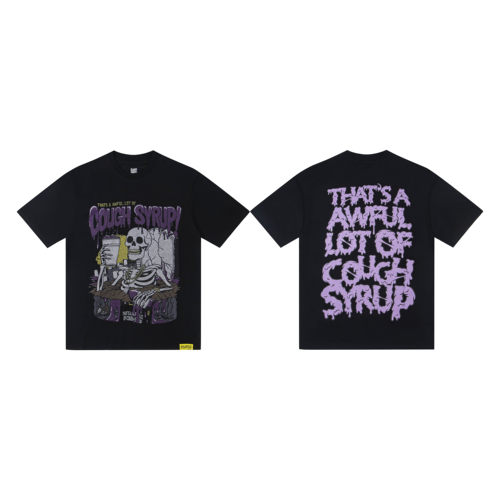 美式街头THAT'S AWFUL LOT OF COUGH SYRUP紫水骷髅短袖紫水潮牌T