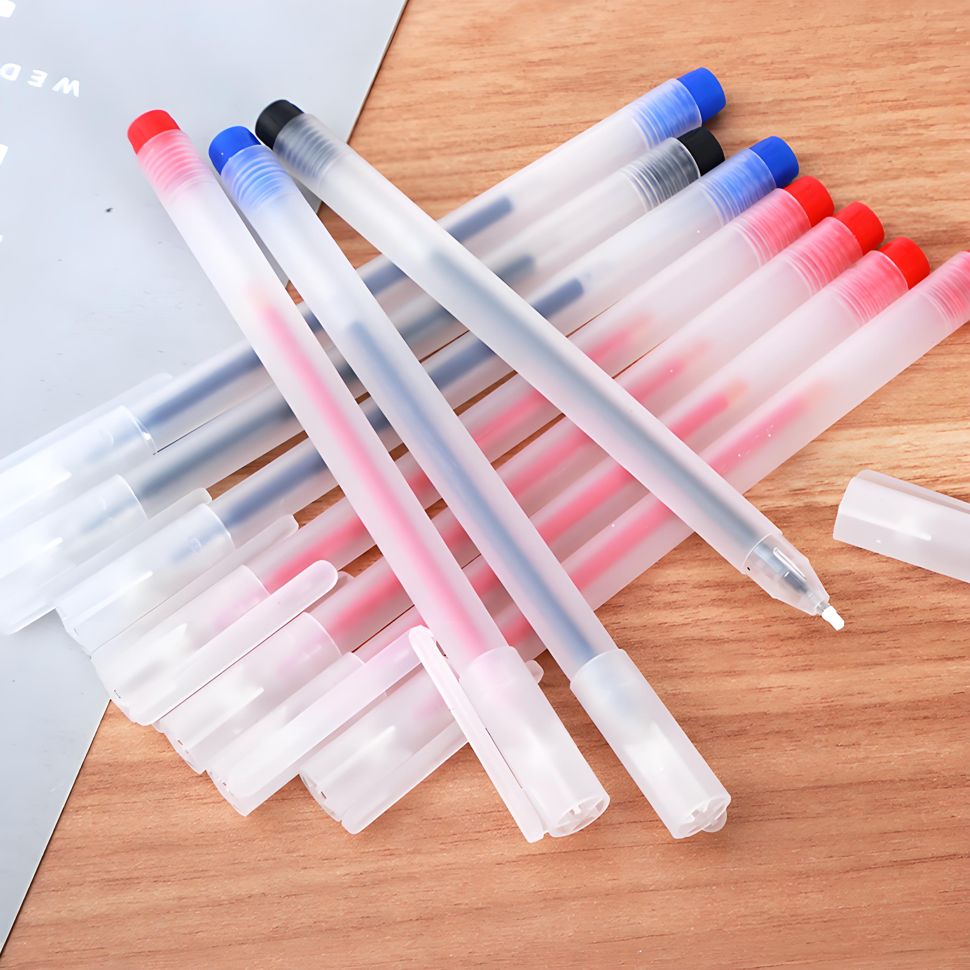 透明磨砂小白笔0.5中性笔针管圆珠笔签字笔水笔黑色碳素笔学生用