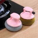 带手柄钢丝球家用锅刷不锈钢铁丝刷不掉丝清洁球厨房刷锅洗碗刷子