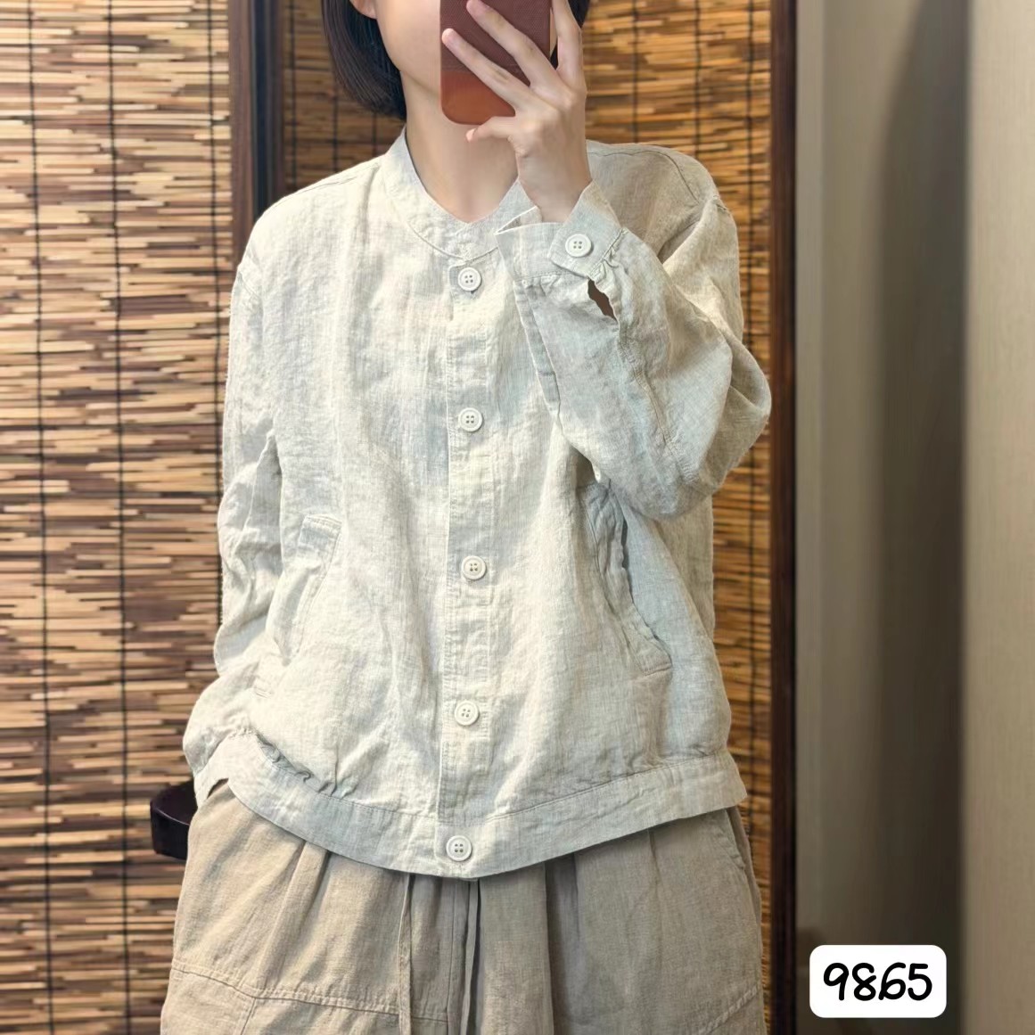 希哦复古100%亚麻女款长袖衬衫图片