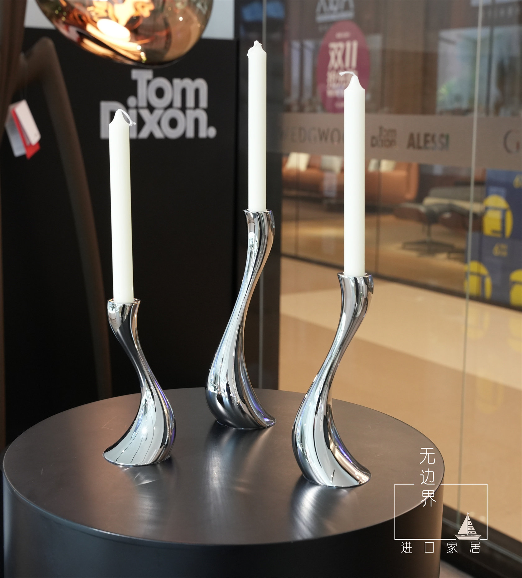 georg jensen乔治杰生蜡烛光晚餐道具金色烛台摆件轻奢北欧式浪漫