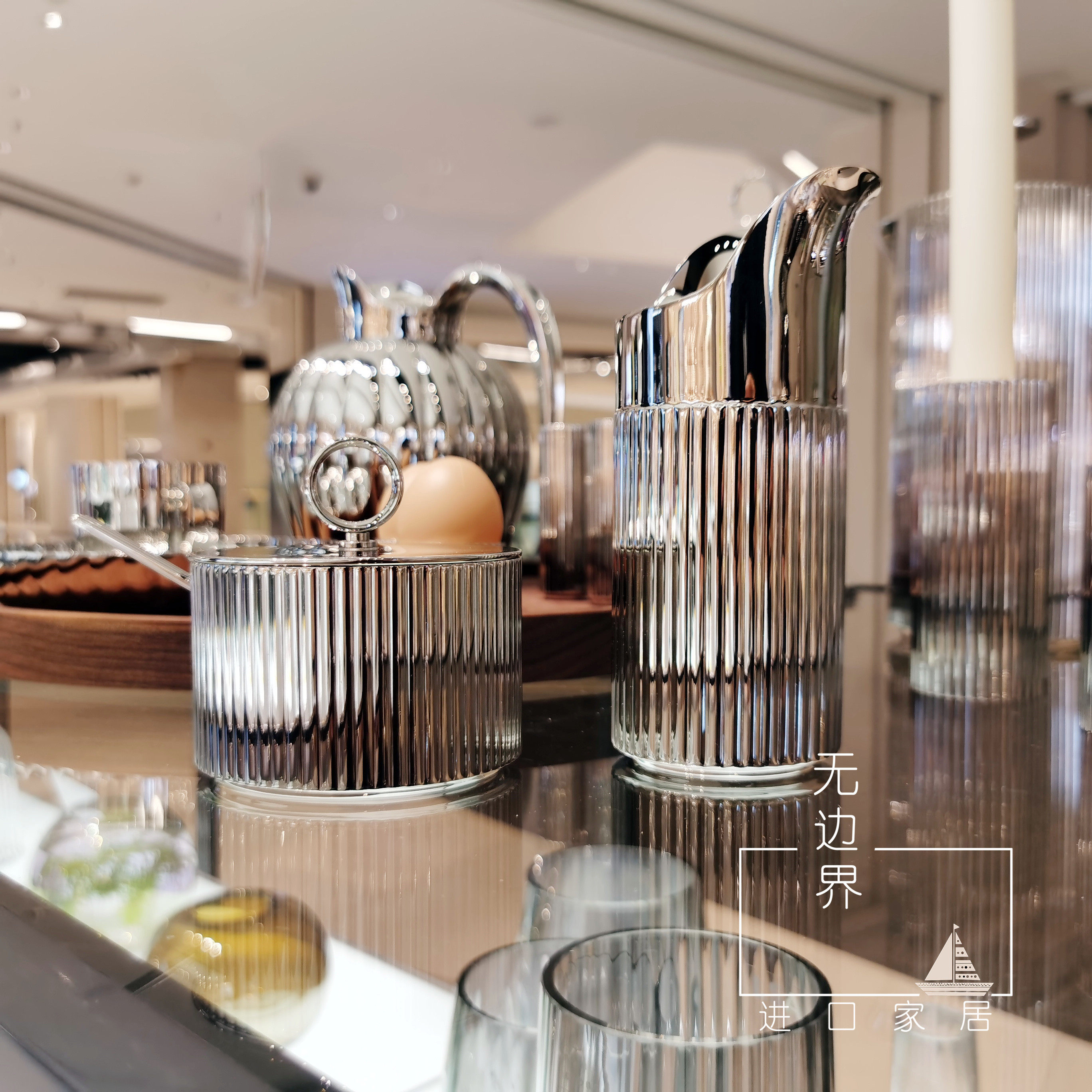 georg jensen乔治杰生北欧不锈钢早餐喝奶牛奶罐 餐桌咖啡糖罐