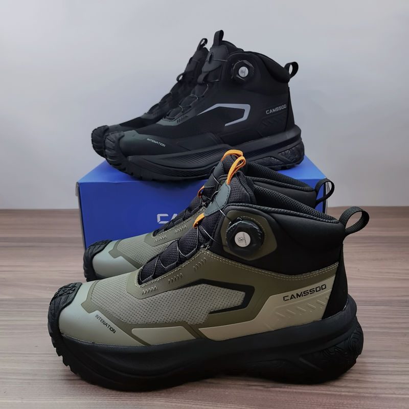 美骆世家冬季中帮户外越野跑鞋加绒加厚保暖休闲运动鞋徒步登山鞋