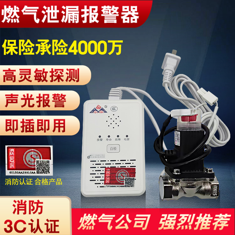 燃气报警器+电磁阀天然气报警器液化气煤气报警器警报器切断阀